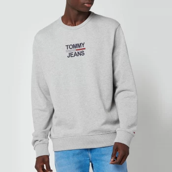 Tommy Jeans Mens Essential Crew Sweat - Light Grey Heather - XXL