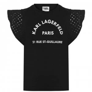 KARL LAGERFELD Junior Girls Paris Logo T Shirt - Black 09B