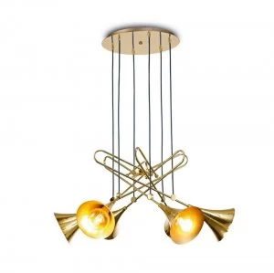 Ceiling Cluster Pendant 6 Light E27, Gold