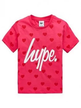 Hype Girls Heart Short Sleeve T-Shirt - Pink, Size Age: 14 Years, Women