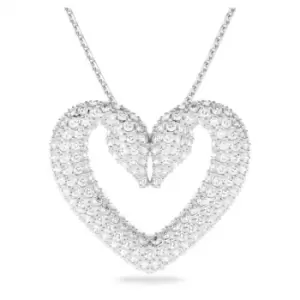 Una Pendant Heart Medium White Rhodium Plated Necklace 5626176