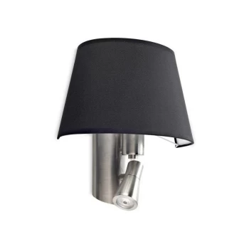 Leds-c4 Lighting - Leds-C4 Balmoral - 1+1 Light Indoor Wall Lamp Satin Nickel with Black Shade, E27