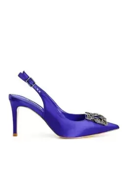 Dune London Charleston Brooch Sling Back Heels - Blue Size 6, Women