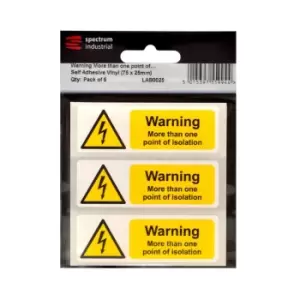 Spectrum Industrial Warning More Than One Point of Isolation, Pack of 25 Sav (75