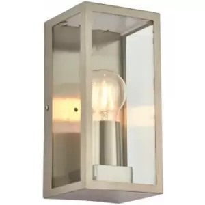 Loops - Outdoor Wall Light IP44 Brushed Stainless Steel & Clear Glass 28W E27 gls