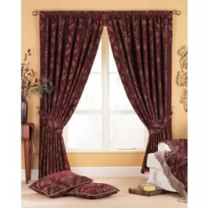 Riva Home Shiraz Pencil Pleat Curtains (90x90 (229x229cm)) (Burgundy) - Burgundy