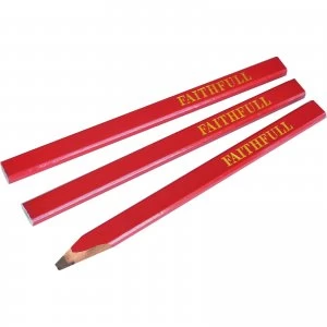 Faithfull Medium Carpenters Pencils Red Pack of 3