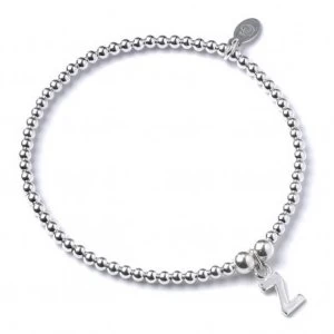 Initial Z Charm with Sterling Silver Ball Bead Bracelet