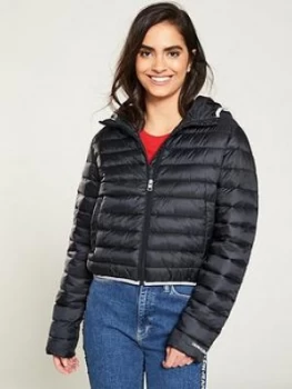 Calvin Klein Jeans Padded Coat With Logo Binding - Black, Size L, Women