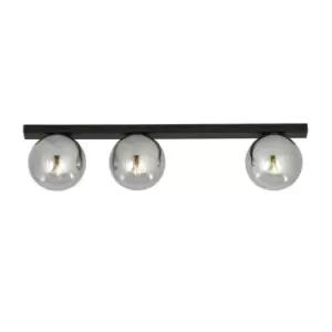 Fit Black Globe Ceiling Light with Graphite Glass Shades, 3x E14