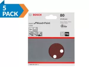 Bosch 2608605642 125mm 80 Grit Sanding Disc Sheets 5pk