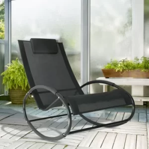 Outsunny Patio Rocking Chair Orbital Zero Gravity Seat Pool Chaise w/ Pillow Grey