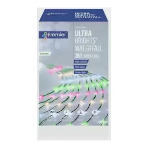 UltraBrights Waterfall Lights 200 LEDs Multi Coloured Green Wire - LV184720M - Premier