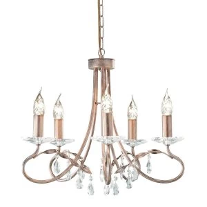 5 Light Chandelier Silver, Gold Finish, E14