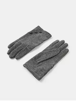 Accessorize Wool Glove With Buttons - Grey, Size M-L, Women