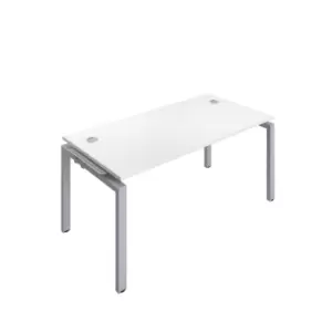 Telescopic Sliding 2 Person Extension Bench with Cable Port and Silver Frame - 1600mm - White