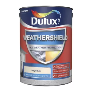 Dulux Weathershield All Weather Protection Magnolia Textured Masonry Paint 5L