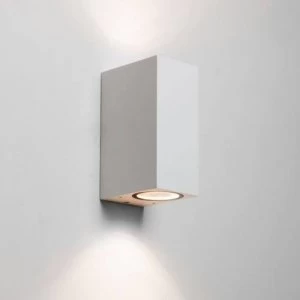 LED 2 Light Outdoor Large Up Down Wall Light Textured White IP44, GU10