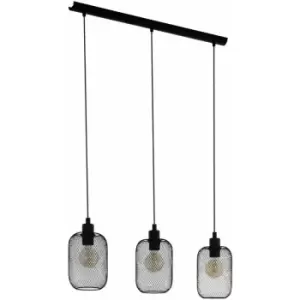 Hanging Ceiling Pendant Light Black Mesh 3x 60W E27 Kitchen Island Lamp