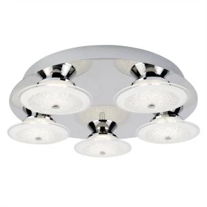 LED 5 Light Semi Flush Ceiling Light Chrome and Glass