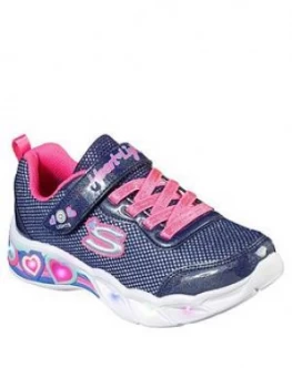 Skechers Girls Sweetheart Lights Trainer - Navy