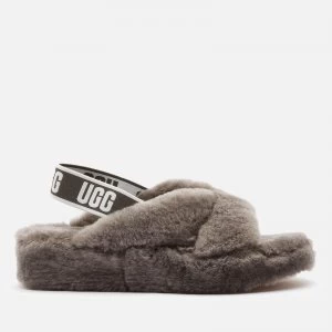 UGG Womens Fab Yeah Sheepskin Slippers - Charcoal - UK 4