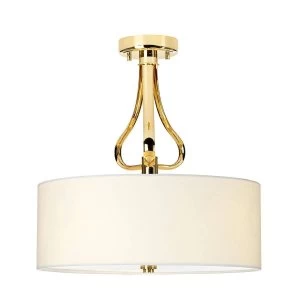 3 Light Semi Flush Bathroom Ceiling Light Gold IP44, G9