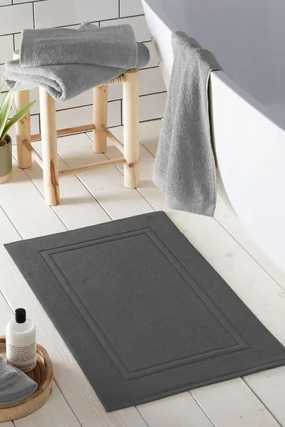 Drift Home 'Abode Eco' Soft Sustainable Heavyweight BCI Cotton Bath Mat Charcoal