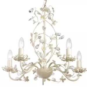 Hanging Flush Ceiling Pendant 5 Light CREAM GOLD Chandelier Lamp Bulb Holder