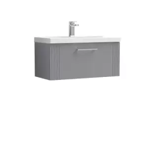 Nuie Deco 800mm Wall Hung Single Drawer Vanity & Basin 3 - Satin Grey