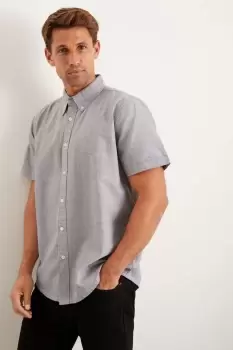 Charcoal Short Sleeve Plus And Tall Oxford Shirt