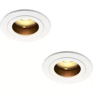 2 PACK Anti-Glare Recessed Ceiling Downlight - 50W GU10 Reflector - Matt White