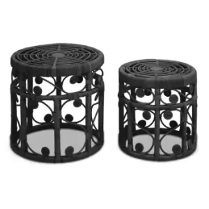 Interiors By Ph Set Of Two Black Rattan Stools