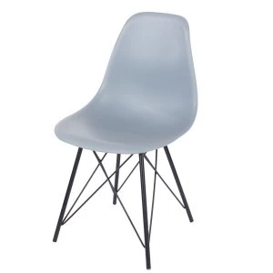 Roloku Pair of Plastic Chairs with Metal Legs - Grey