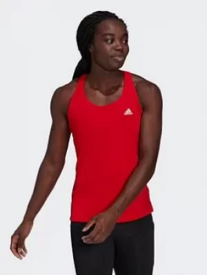 adidas Primeblue Designed 2 Move 3-stripes Sport Tank Top, Red/Black, Size L, Women