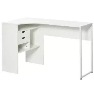 Homcom L Shaped Corner Computer Desk Table With Storage Shelf White