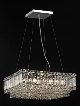 Alvery 9 Light Polished Chrome Ceiling Fitting Square Clear Crystal