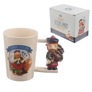 Scottish Piper Shaped Handle Ceramic Mug