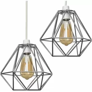 Minisun - 2 x Chrome Ceiling Pendant Light Shades