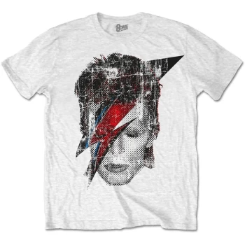 David Bowie - Halftone Flash Face Unisex Medium T-Shirt - White