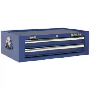 670 x 440 x 210mm blue 2 Drawer mid-box Tool Chest Lockable Storage Unit Cabinet