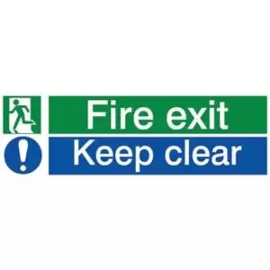 The House Nameplate Company Fire Exit Keep Clear Fire Information Sign, (H)80mm (W)250mm