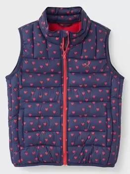 Crew Clothing Girls Lightweight Heart Print Gilet - Dark Blue, Dark Blue, Size 8-9 Years, Women