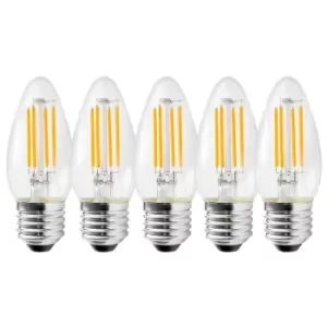 5 Watts E27 LED Bulb Clear Candle Cool White Dimmable, Pack of 5