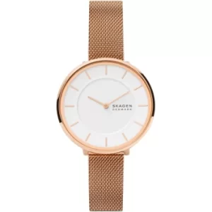 Skagen Gitte Two-Hand Rose Gold-Tone Stainless Steel Mesh Watch