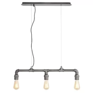 Pipe 3 Light Pendant Bar Light Aged Pewter Paint, E27