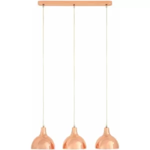 Premier Housewares Jasper 3 Pendant Light with Copper Finish