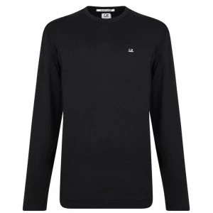 CP COMPANY Long Sleeved Logo T Shirt - Caviar 999