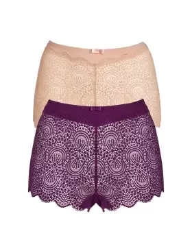 Cotton Traders Womens 2 Pack Olivia Shorts in Purple