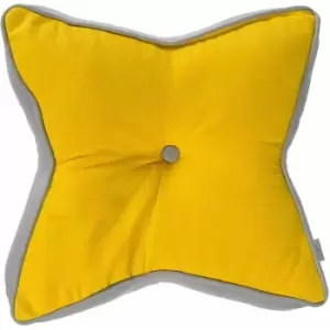 Yellow and Grey Star Floor Cushion - Yellow - Homescapes